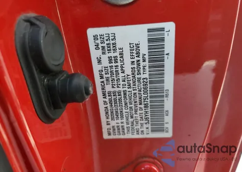 2005 Honda Element Ex z USA, uszkodzony, nr VIN 5J6YH18675L006923